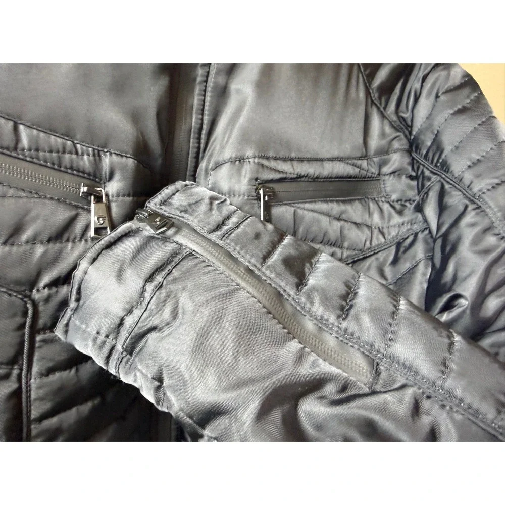 Fried Denim NYC Mens Black Quilted Puffer Moto‎ Jacket Detachable Hood XL